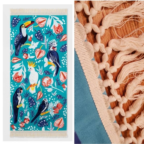 Opalhouse Bath 2 Opalhouse Tropical Birds Oversize Extra Large Beach Towels Macrame Fringe Poshmark